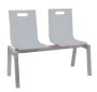 MEGAN PLUS 2, dřevěná lavice do čekárny, 2-sedák, šedá, kostra stříbrná