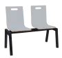 MEGAN PLUS 2, dřevěná lavice do čekárny, 2-sedák, šedá, kostra černá