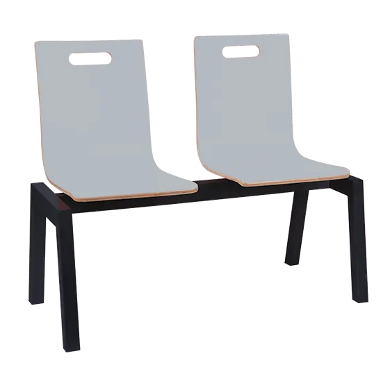 MEGAN PLUS 2, dřevěná lavice do čekárny, 2-sedák, šedá, kostra černá