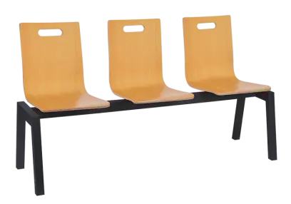 MEGAN PLUS 3, dřevěná lavice do čekárny, 3-sedák, buk, kostra černá