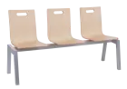 MEGAN PLUS 3, dřevěná lavice do čekárny, 3-sedák, dub bělený, kostra stříbrná