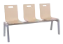 MEGAN PLUS 3, dřevěná lavice do čekárny, 3-sedák, dub bělený, kostra stříbrná