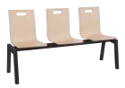 MEGAN PLUS 3, dřevěná lavice do čekárny, 3-sedák, dub bělený, kostra černá
