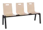 MEGAN PLUS 3, dřevěná lavice do čekárny, 3-sedák, dub bělený, kostra černá