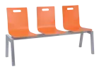 MEGAN PLUS 3, dřevěná lavice do čekárny, 3-sedák, oranžová, kostra stříbrná