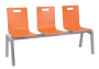 MEGAN PLUS 3, dřevěná lavice do čekárny, 3-sedák, oranžová, kostra stříbrná