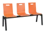 MEGAN PLUS 3, dřevěná lavice do čekárny, 3-sedák, oranžová, kostra černá