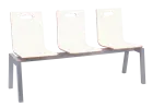 MEGAN PLUS 3, dřevěná lavice do čekárny, 3-sedák, bílá, kostra stříbrná