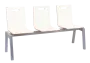MEGAN PLUS 3, dřevěná lavice do čekárny, 3-sedák, bílá, kostra stříbrná