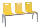 MEGAN PLUS 3, dřevěná lavice do čekárny, 3-sedák, žlutá, kostra stříbrná