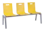 MEGAN PLUS 3, dřevěná lavice do čekárny, 3-sedák, žlutá, kostra stříbrná