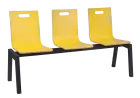 MEGAN PLUS 3, dřevěná lavice do čekárny, 3-sedák, žlutá, kostra černá