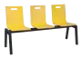 MEGAN PLUS 3, dřevěná lavice do čekárny, 3-sedák, žlutá, kostra černá