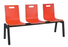 MEGAN PLUS 3, dřevěná lavice do čekárny, 3-sedák, červená, kostra černá
