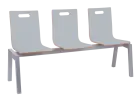 MEGAN PLUS 3, dřevěná lavice do čekárny, 3-sedák, šedá, kostra stříbrná