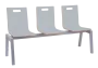 MEGAN PLUS 3, dřevěná lavice do čekárny, 3-sedák, šedá, kostra stříbrná