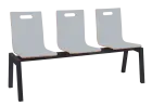 MEGAN PLUS 3, dřevěná lavice do čekárny, 3-sedák, šedá, kostra černá