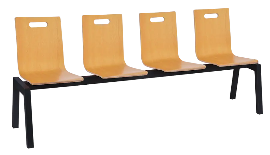 MEGAN PLUS 4, dřevěná lavice do čekárny, 4-sedák, buk, kostra černá