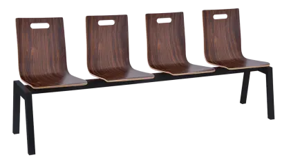 MEGAN PLUS 4, dřevěná lavice do čekárny, 4-sedák, ořech, kostra černá