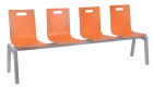 MEGAN PLUS 4, dřevěná lavice do čekárny, 4-sedák, oranžová, kostra stříbrná