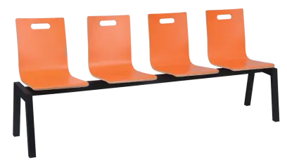 MEGAN PLUS 4, dřevěná lavice do čekárny, 4-sedák, oranžová, kostra černá