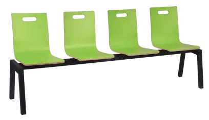 MEGAN PLUS 4, dřevěná lavice do čekárny, 4-sedák, zelená, kostra černá