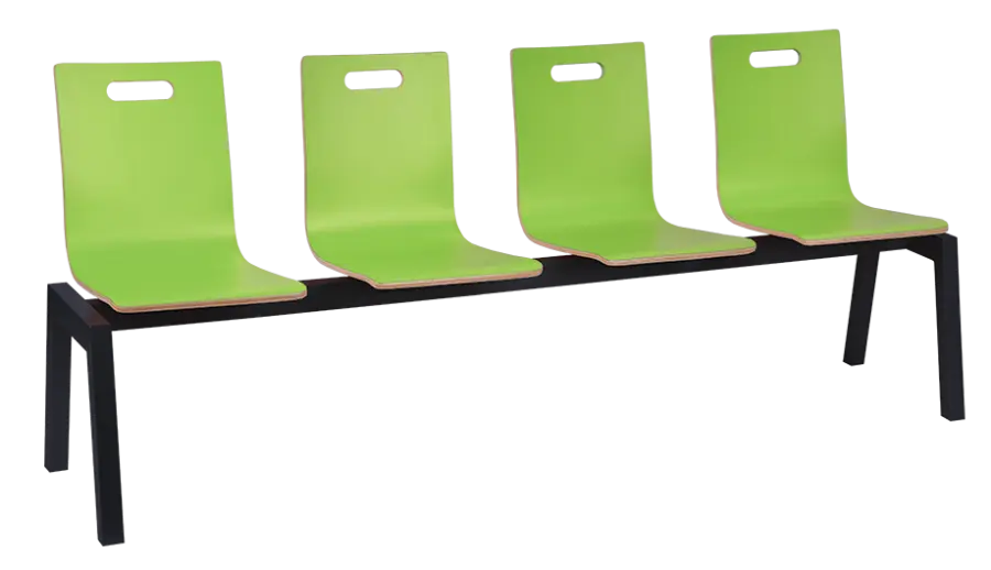 MEGAN PLUS 4, dřevěná lavice do čekárny, 4-sedák, zelená, kostra černá