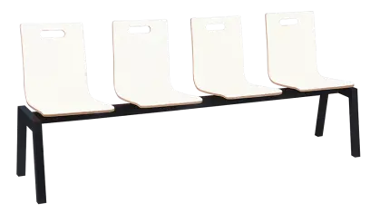 MEGAN PLUS 4, dřevěná lavice do čekárny, 4-sedák, bílá, kostra černá