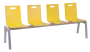 MEGAN PLUS 4, dřevěná lavice do čekárny, 4-sedák, žlutá, kostra stříbrná