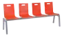 MEGAN PLUS 4, dřevěná lavice do čekárny, 4-sedák, červená, kostra stříbrná