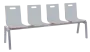 MEGAN PLUS 4, dřevěná lavice do čekárny, 4-sedák, šedá, kostra stříbrná