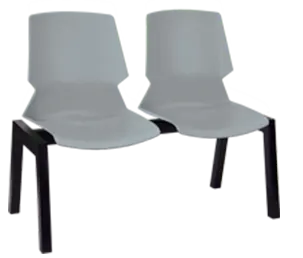 PRETTY 2, plastová lavice do čekárny, 2-sedák, světle šedá, kostra černá