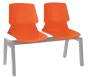 PRETTY 2, plastová lavice do čekárny, 2-sedák, oranžová, kostra stříbrná