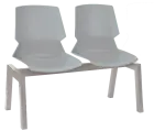 PRETTY 2, plastová lavice do čekárny, 2-sedák, světle šedá, kostra stříbrná