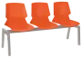 PRETTY 3, plastová lavice do čekárny, 3-sedák, oranžová, kostra stříbrná