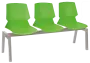PRETTY 3, plastová lavice do čekárny, 3-sedák, zelená, kostra stříbrná