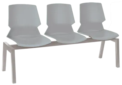 PRETTY 3, plastová lavice do čekárny, 3-sedák, šedá, kostra stříbrná