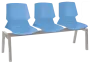 PRETTY 3, plastová lavice do čekárny, 3-sedák, světle modrá, kostra stříbrná