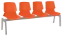 PRETTY 4, plastová lavice do čekárny, 4-sedák, oranžová, kostra stříbrná