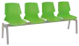 PRETTY 4, plastová lavice do čekárny, 4-sedák, zelená, kostra stříbrná