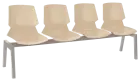 PRETTY 4, plastová lavice do čekárny, 4-sedák, světlá káva, kostra stříbrná