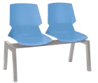 PRETTY PLUS 2, plastová lavice do čekárny, 2-sedák, světle modrá, kostra stříbrná