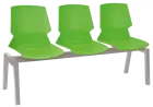 PRETTY PLUS 3, plastová lavice do čekárny, 3-sedák, zelená, kostra stříbrná