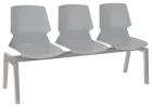 PRETTY PLUS 3, plastová lavice do čekárny, 3-sedák, světle šedá, kostra stříbrná