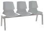 PRETTY PLUS 3, plastová lavice do čekárny, 3-sedák, světle šedá, kostra stříbrná