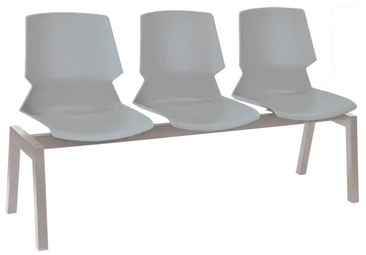 PRETTY PLUS 3, plastová lavice do čekárny, 3-sedák, světle šedá, kostra stříbrná