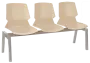 PRETTY PLUS 3, plastová lavice do čekárny, 3-sedák, světlá káva, kostra stříbrná