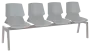 PRETTY PLUS 4, plastová lavice do čekárny, 4-sedák, světle šedá, kostra stříbrná