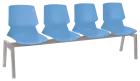 PRETTY PLUS 4, plastová lavice do čekárny, 4-sedák, světle modrá, kostra stříbrná