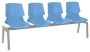 PRETTY PLUS 4, plastová lavice do čekárny, 4-sedák, světle modrá, kostra stříbrná